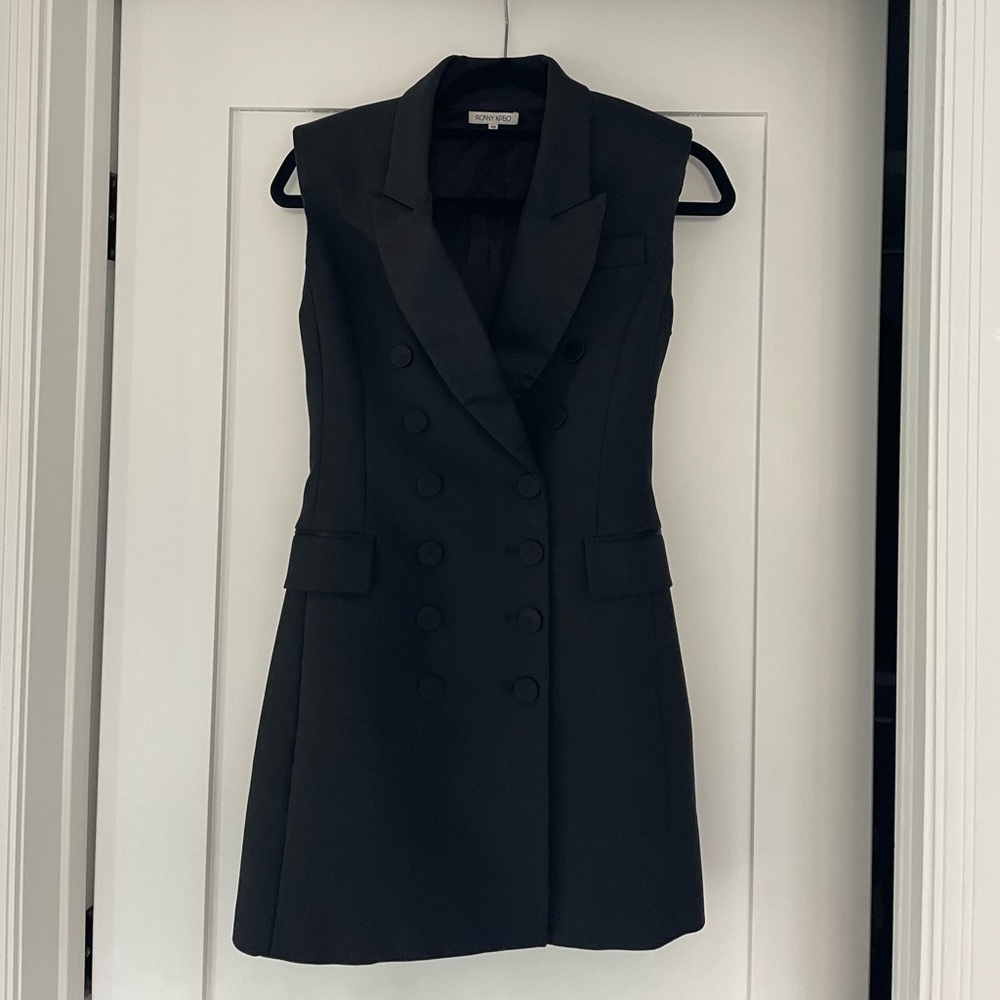 Ronny Kobo Black Double-Breasted Sleeveless Dress